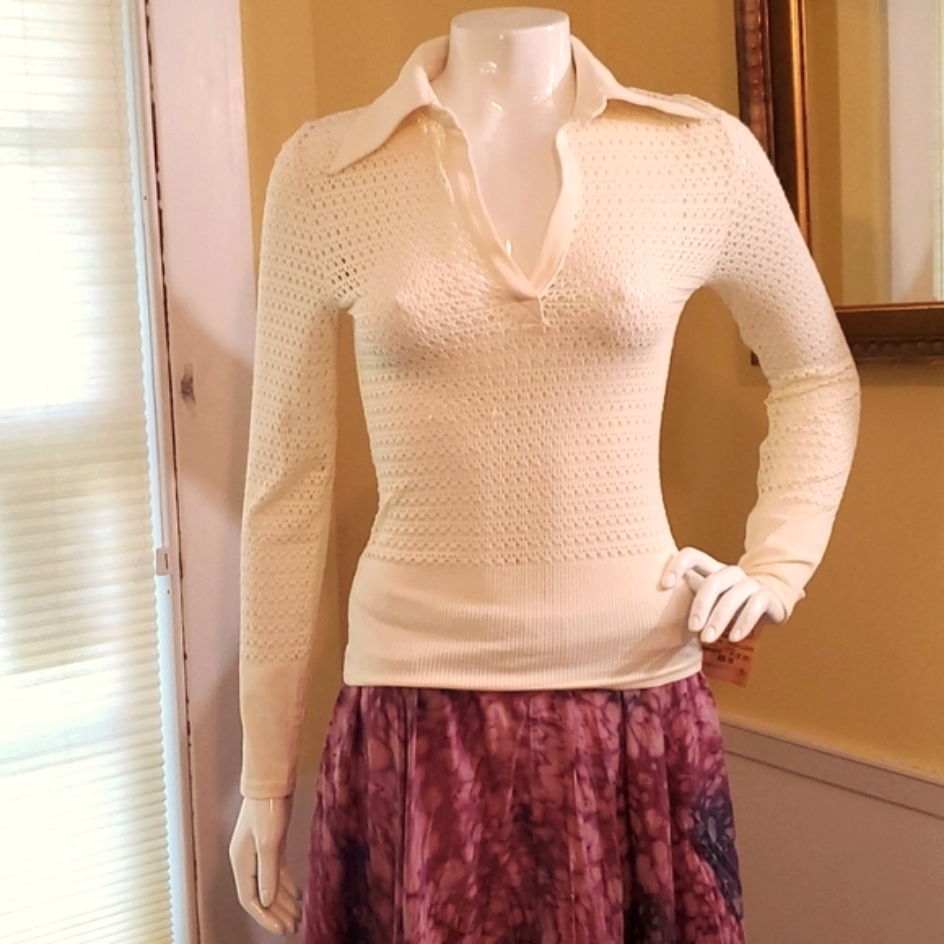 New Lili Lalande Crochet-Style Collar Shirt